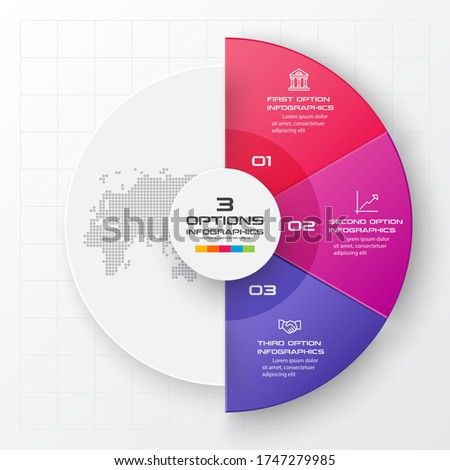 Circle chart infographic template with 3 options,Vector illustration.
