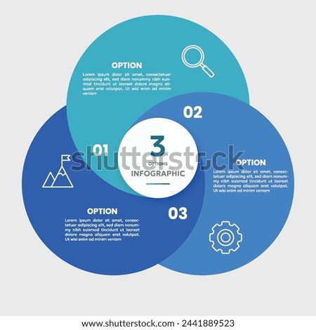 Circle chart infographic template with 3 options for presentations