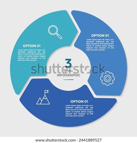 Circle chart infographic template with 3 options for presentations