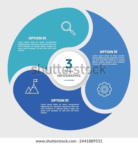 Circle chart infographic template with 3 options for presentations