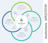 Circle chart infographic template with 4 options for presentations