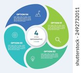 Circle chart infographic template with 4 options for presentations