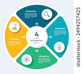 Circle chart infographic template with 4 options for presentations