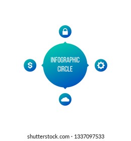 Circle chart infographic template with 4 options for presentations, advertising, layouts, annual reports. Vector illustration isolated on white background.