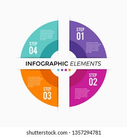 Circle chart infographic template with 4 options for presentations, advertising, layouts, annual reports. - Vector