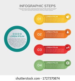 Circle chart infographic template with 4 options for presentations, advertising, layouts, reports. Flat Vector illustration.