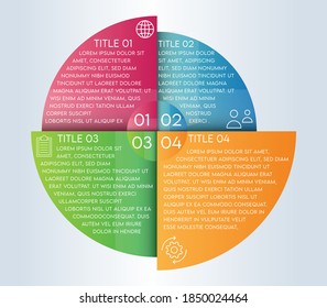 Circle chart infographic template with 4 options for presentations, advertising, layouts, annual reports. Vector illustration