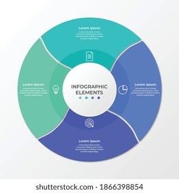 Circle chart infographic template with 4 options for presentations, advertising, layouts, annual reports. Vector illustration.