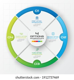 Circle chart infographic template with 4 options,Vector illustration.