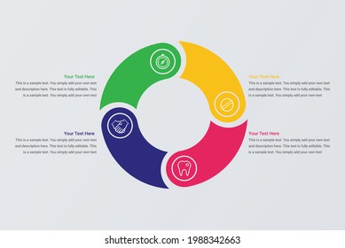 Circle chart infographic template 4 vector image.
