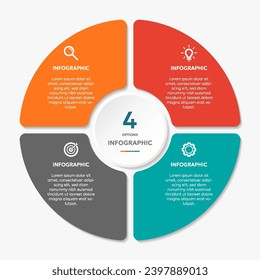 Circle chart infographic template with 4 options for presentations