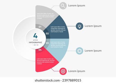 Informationsvorlage für Circle Chart mit 4 Optionen für Präsentationen