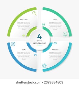 Plantilla de gráfico circular con 4 opciones para presentaciones