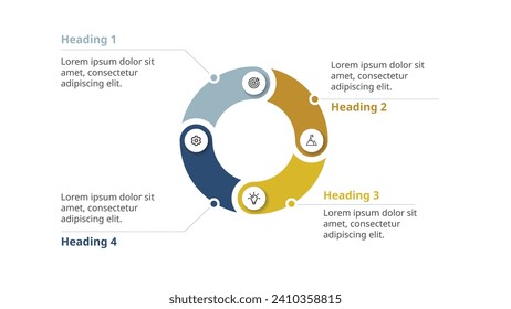 Circle chart infographic template with 4 options for presentations, advertising, layouts, annual reports. Vector illustration.