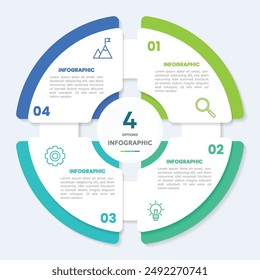 Circle chart infographic template with 4 options for presentations