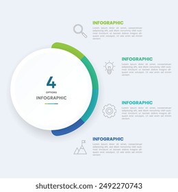 Circle chart infographic template with 4 options for presentations