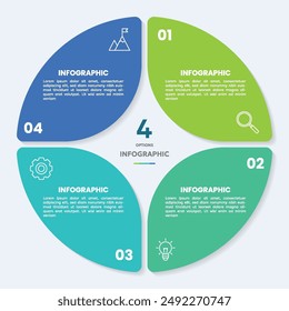 Circle chart infographic template with 4 options for presentations