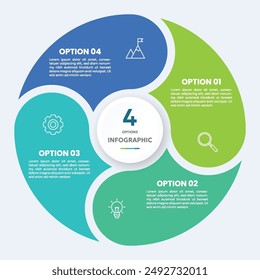 Circle chart infographic template with 4 options for presentations