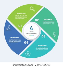 Circle chart infographic template with 4 options for presentations