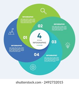 Infografik-Vorlage für Kreisdiagramme mit 4 Präsentationsoptionen