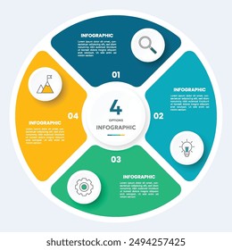 Circle chart infographic template with 4 options for presentations