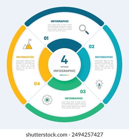 Circle chart infographic template with 4 options for presentations