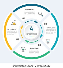 Circle chart infographic template with 4 options for presentations