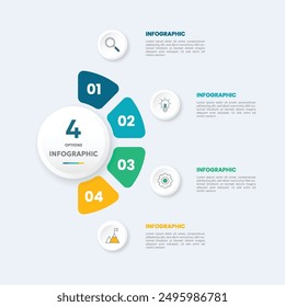 Circle chart infographic template with 4 options for presentations