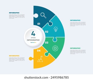 Circle chart infographic template with 4 options for presentations