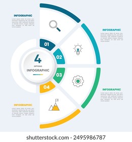 Circle chart infographic template with 4 options for presentations