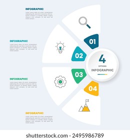 Circle chart infographic template with 4 options for presentations