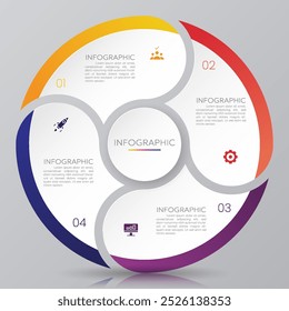 Plantilla de infografía de gráfico circular con 4 opciones para presentaciones
