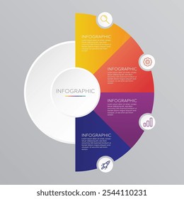 Modelo infográfico de gráfico circular com 4 opções para apresentações