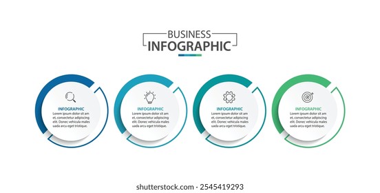 Circle chart infographic template with 4 options for presentations
