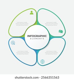 Circle chart infographic template with 4 options for presentations