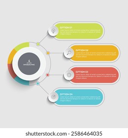 Circle chart infographic template with 4 options for presentations