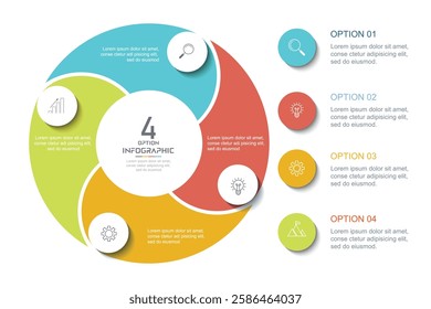 Circle chart infographic template with 4 options for presentations