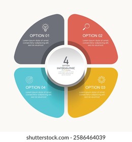 Circle chart infographic template with 4 options for presentations