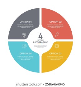 Circle chart infographic template with 4 options for presentations
