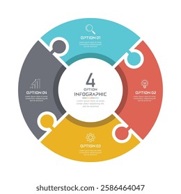 Circle chart infographic template with 4 options for presentations