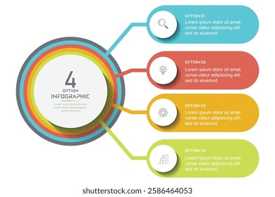 Circle chart infographic template with 4 options for presentations
