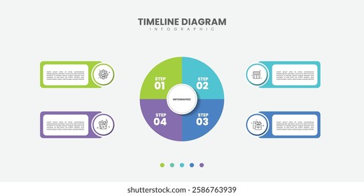 Circle chart infographic template with 4 options. Can be used for process diagram, presentations, workflow layout, banner, flow chart, info graph.