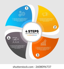 Circle chart infographic template with 4 options for presentations. Vector illustration Eps