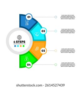 Circle chart infographic template with 4 options for presentations. Vector illustration Eps	