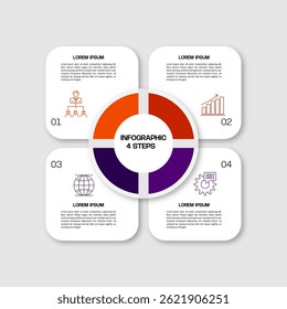 Circle chart infographic template with 4 options for presentations business. Vector illustration Eps