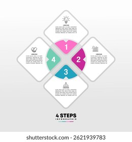 Kreisdiagramm Infografik Vorlage mit 4 Optionen für Präsentationen. Vektorgrafik Eps