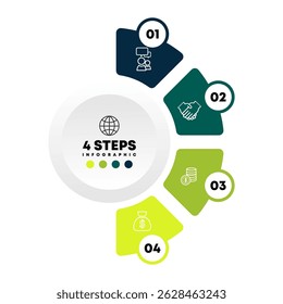 Circle chart infographic template with 4 options for presentations. Vector illustration Eps	

