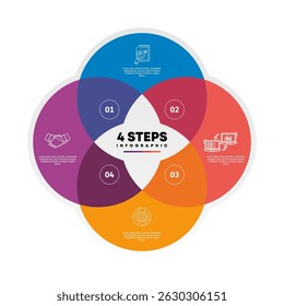 Circle chart infographic template with 4 options for presentations marketing. Vector illustration Eps