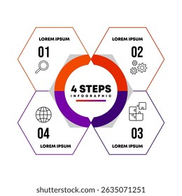 Circle chart infographic template with 4 options for strategy presentations Business. Vector Eps