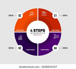 Circle chart infographic template with 4 options for presentations. Vector illustration Eps	